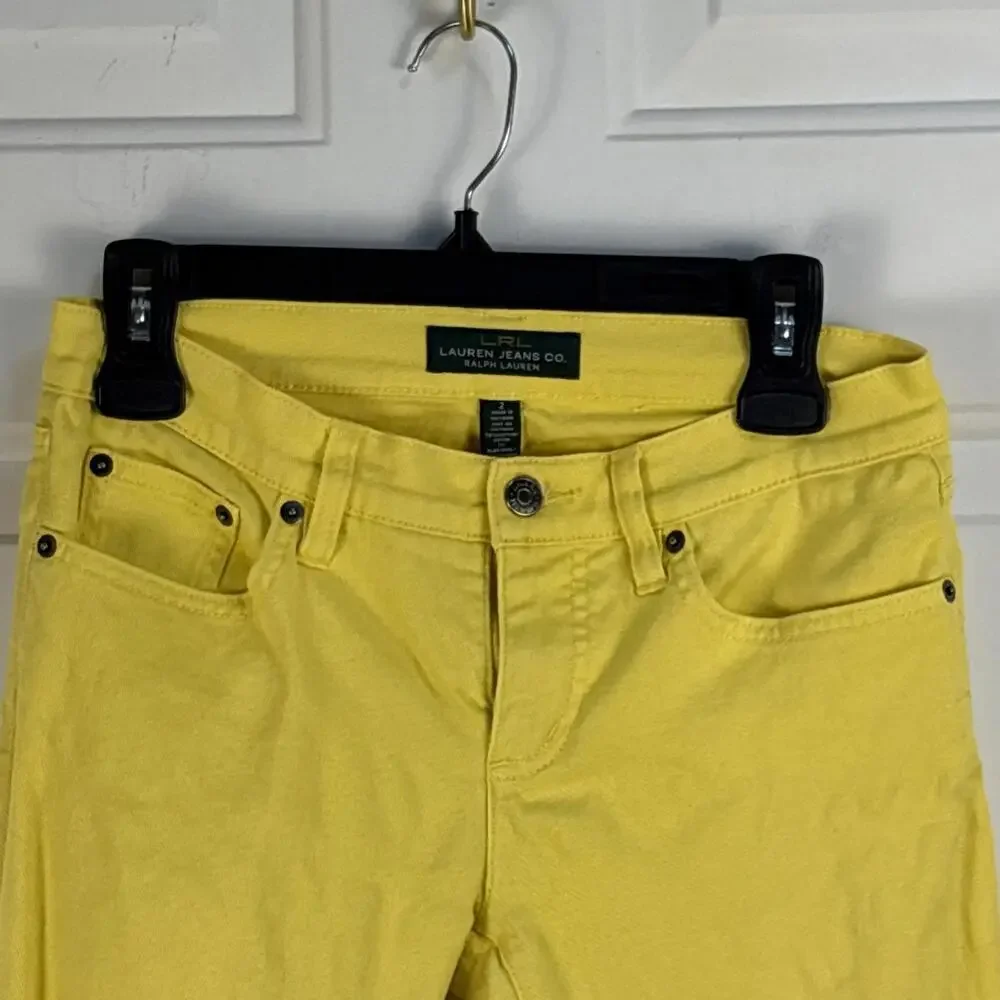LRL Lauren Jeans Co Ralph Lauren Classic Straight Cropped Jean Sz 2 Yellow Denim